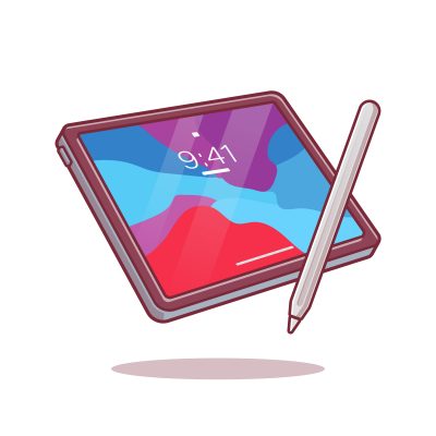 Tablet And Stylus Pencil Cartoon Vector Icon Illustration tablet and stylus