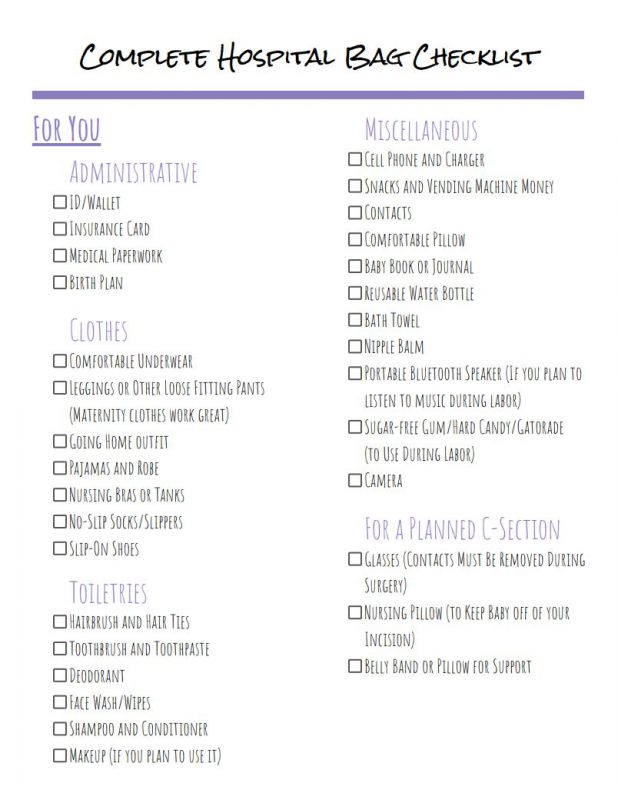 Complete Hospital Bag Checklist